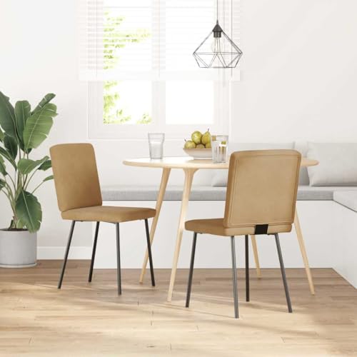 QZZCED Esszimmerstühle 2 STK. Braun Samt Wohnzimmerstühle Küchenstühle für Wohnzimmer von QZZCED