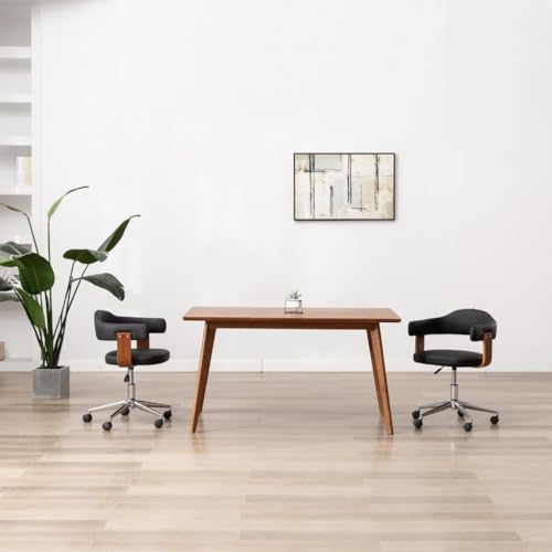 QZZCED Esszimmerstühle 2 STK. Drehbar Schwarz Bugholz und Kunstleder Esszimmermöbel Bequeme Stühle für Wohnzimmer von QZZCED