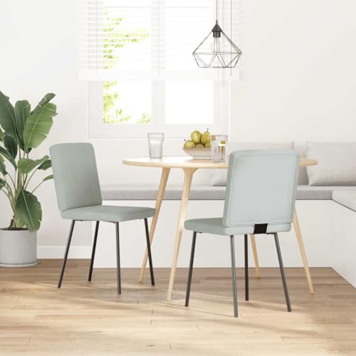 QZZCED Esszimmerstühle 2 STK. Hellgrau Samt Wohnzimmerstühle Küchenstühle für Wohnzimmer von QZZCED