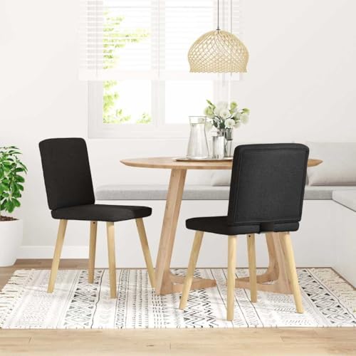 QZZCED Esszimmerstühle 2 STK. Schwarz Stoff Küchenstühle Wohnzimmerstühle für Schlafzimmer von QZZCED