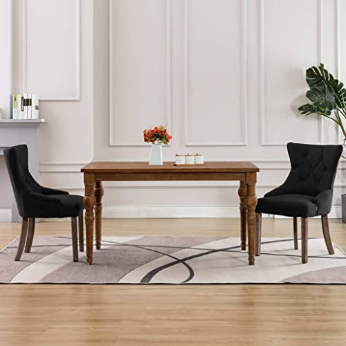 QZZCED Esszimmerstühle 2 STK. Schwarz Stoff Sitzgelegenheiten Esszimmermöbel für Schlafzimmer von QZZCED