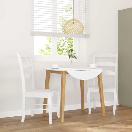 QZZCED Esszimmerstühle 2 STK. Weiß Massivholz Gummibaum Speisestühle Bequeme Stühle für Büro von QZZCED