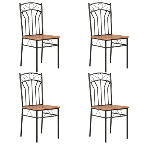 QZZCED Esszimmerstühle 4 STK. Braun MDF Küchenstühle Bequeme Stühle für Schlafzimmer von QZZCED
