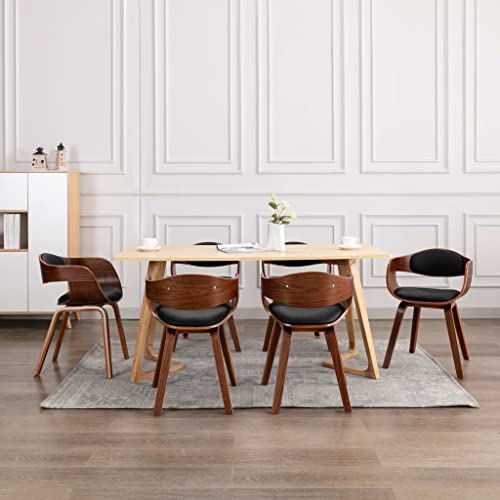 QZZCED Esszimmerstühle 6 STK. Bugholz und Kunstleder Stühle Esszimmer Bequeme Stühle für Büro von QZZCED