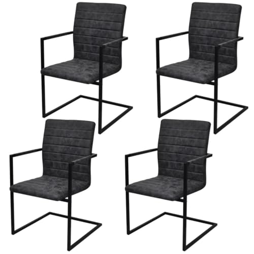 QZZCED Freischwinger 4 STK. Schwarz Kunstleder Bequeme Stühle Esszimmermöbel für Esszimmerstuhl QZZCED Freischwinger 4 STK. Schwarz Kunstleder Bequeme Stühle Esszimmermöbel für Esszimmerstuhl von QZZCED