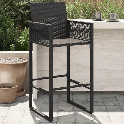 QZZCED Garten-Barhocker 2 STK. Schwarz Poly Rattan Freizeitstühle Terrassenstühle für Rasenflächen von QZZCED