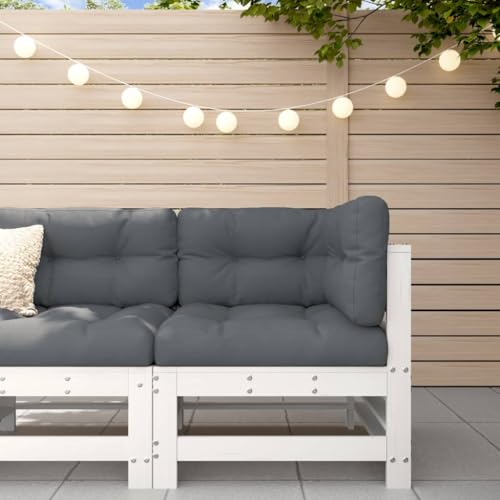 QZZCED Garten-Ecksofa Weiß Massivholz Kiefer Balkon Lounge Lounge Möbel für Innenhöfe von QZZCED