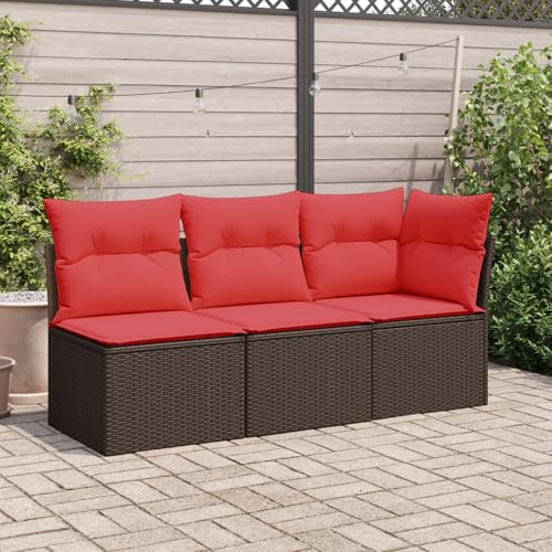 QZZCED Garten-Ecksofa mit Kissen Braun Poly Rattan Garten Lounge Set Outdoor Sofa Set für Innenhöfe von QZZCED