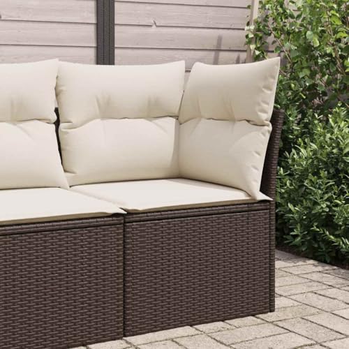 QZZCED Garten-Ecksofa mit Kissen Braun Poly Rattan für Balkone von QZZCED