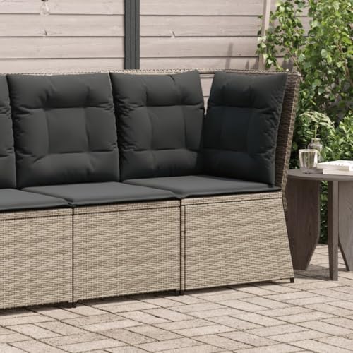 QZZCED Garten-Ecksofa mit Kissen Grau Poly Rattan Balkon Sofa Set Garten Couch Set für Gärten von QZZCED