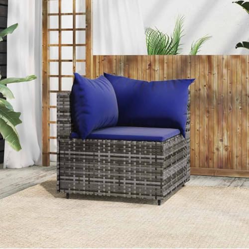 QZZCED Garten-Ecksofa mit Kissen Grau Poly Rattan Gartenmöbel Set Garten Couch Set für Balkone von QZZCED
