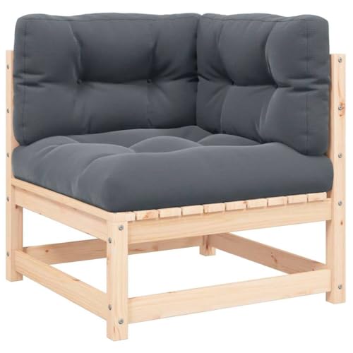 QZZCED Garten-Ecksofa mit Kissen Massivholz Kiefer Balkonmöbel Terrassensofa für Terrassen von QZZCED
