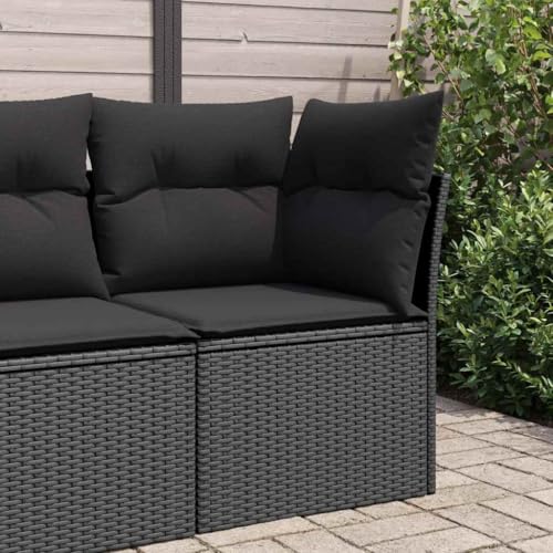 QZZCED Garten-Ecksofa mit Kissen Schwarz Poly Rattan Terrassenmöbel Set Gartenmöbel Set für Gärten von QZZCED