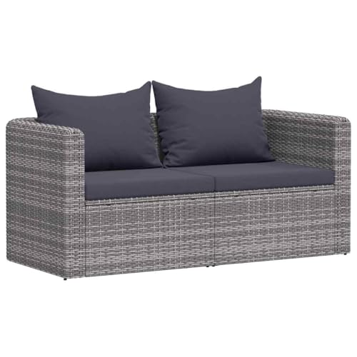 QZZCED Garten-Ecksofas 2 STK. Grau Poly Rattan Garten Lounge Set Gartenmöbel Set für Balkone von QZZCED