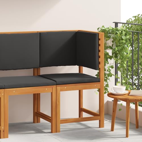 QZZCED Garten-Eckstuhl mit Kissen Massivholz Akazie Outdoor Couch Terrassenmöbel für Terrassen von QZZCED