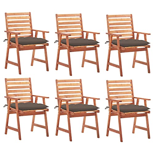 QZZCED Garten-Essstühle 6 STK. mit Kissen Massivholz Akazie Terrassenstühle Freizeitstühle für Rasenflächen von QZZCED