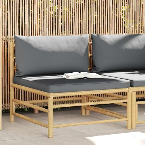 QZZCED Garten-Mittelsofa mit Dunkelgrauen Kissen Bambus Gartenmöbel Patio Sofa für Gärten QZZCED Garten-Mittelsofa mit Dunkelgrauen Kissen Bambus Gartenmöbel Patio Sofa für Gärten von QZZCED
