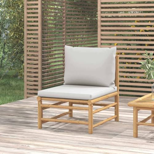 QZZCED Garten-Mittelsofa mit Hellgrauen Kissen Bambus Veranda Sofa Multifunktionales Sofa für Innenhöfe QZZCED Garten-Mittelsofa mit Hellgrauen Kissen Bambus Veranda Sofa Multifunktionales Sofa für Innenhöfe von QZZCED