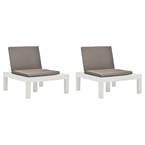 QZZCED Gartenmöbel Outdoor-Stühle Terrassenstühle Balkonstühle Gartenstühle mit Auflagen 2 STK. Kunststoff Weiß für Terrasse, Garten, Balkon von QZZCED
