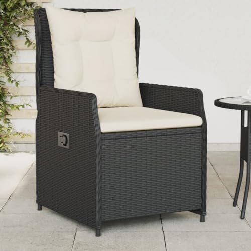 QZZCED Gartensessel 2 STK. Verstellbar Schwarz Poly Rattan Gartenbestuhlung Terrassenmöbel für Innenhöfe von QZZCED