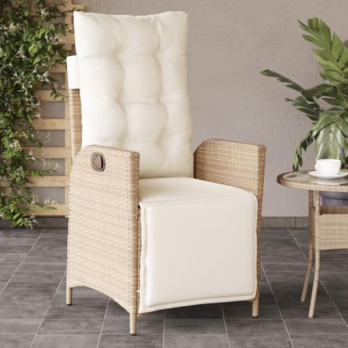 QZZCED Gartensessel mit Fußteil Verstellbar Beige Poly Rattan Balkonstühle Gartenmöbel für Innenhöfe QZZCED Gartensessel mit Fußteil Verstellbar Beige Poly Rattan Balkonstühle Gartenmöbel für Innenhöfe von QZZCED