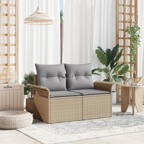 QZZCED Gartensofa 2-Sitzer mit Stauraum und Kissen Beige Poly Rattan Gartenmöbel Set Garten Lounge Set für Innenhöfe QZZCED Gartensofa 2-Sitzer mit Stauraum und Kissen Beige Poly Rattan Gartenmöbel Set Garten Lounge Set für Innenhöfe von QZZCED