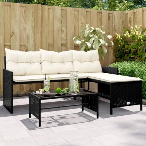 QZZCED Gartensofa in L-Form mit Tisch und Kissen Schwarz Poly Rattan Terrassensofa Set Terrassenmöbel Set für Innenhöfe QZZCED Gartensofa in L-Form mit Tisch und Kissen Schwarz Poly Rattan Terrassensofa Set Terrassenmöbel Set für Innenhöfe von QZZCED