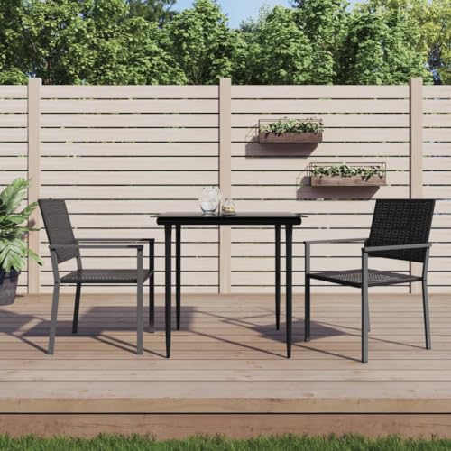 QZZCED Gartenstühle 2 STK. Schwarz Balkonstühle Terrassenstühle für Terrassen 54x62,5x89 cm Poly Rattan von QZZCED