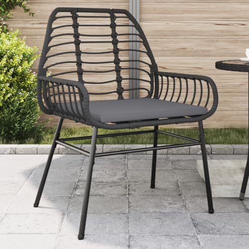 QZZCED Gartenstühle 2 STK. mit Kissen Schwarz Poly Rattan Sitzmöbel für Draußen Terrassenmöbel für Rasenflächen QZZCED Gartenstühle 2 STK. mit Kissen Schwarz Poly Rattan Sitzmöbel für Draußen Terrassenmöbel für Rasenflächen von QZZCED