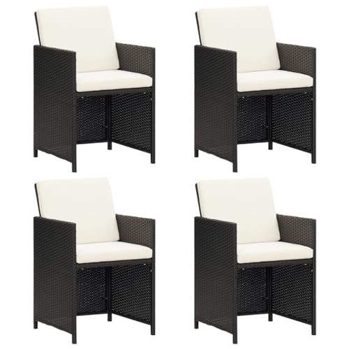 QZZCED Gartenstühle 4 STK. Poly Rattan Schwarz Freizeitstühle Sitzmöbel für Draußen für Rasenflächen QZZCED Gartenstühle 4 STK. Poly Rattan Schwarz Freizeitstühle Sitzmöbel für Draußen für Rasenflächen von QZZCED