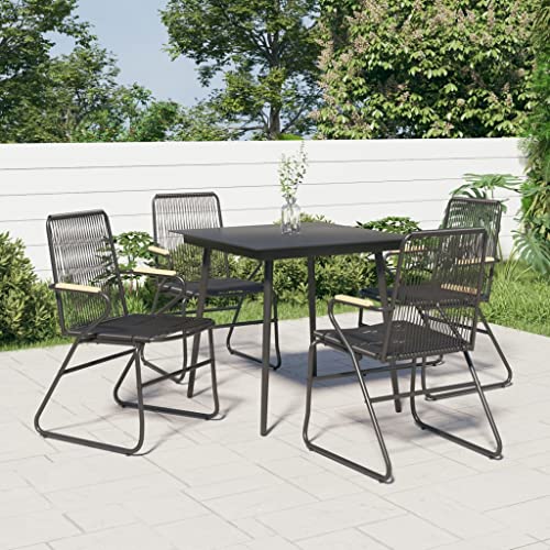 QZZCED Gartenstühle 4 STK. Schwarz Gartenbestuhlung Freizeitstühle für Innenhöfe 58x59x85,5 cm PVC Rattan von QZZCED