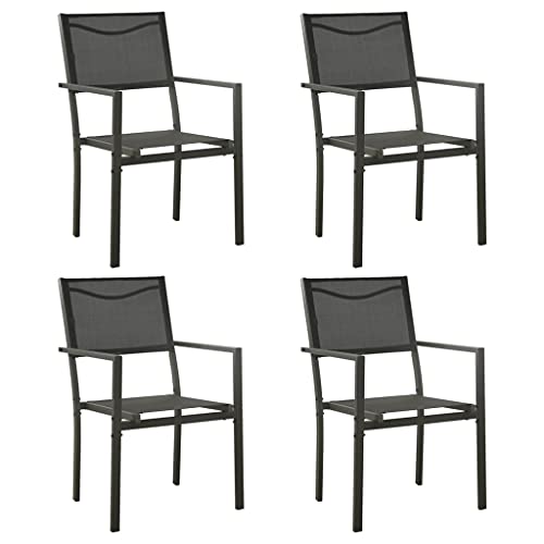 QZZCED Gartenstühle 4 STK. Textilene und Stahl Schwarz und Anthrazit Gartenbestuhlung Freizeitstühle für Schwimmbäder von QZZCED