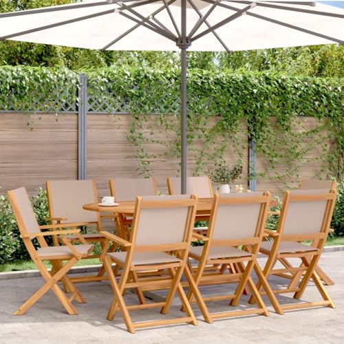 QZZCED Gartenstühle 8 STK. Klappbar Taupe Stoff und Massivholz Terrassenmöbel Balkonstühle für Rasenflächen QZZCED Gartenstühle 8 STK. Klappbar Taupe Stoff und Massivholz Terrassenmöbel Balkonstühle für Rasenflächen von QZZCED