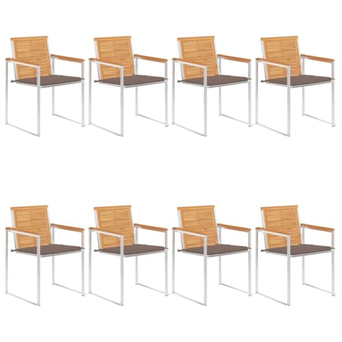 QZZCED Gartenstühle 8 STK. mit Kissen Massivholz Teak Freizeitstühle Gartenmöbel für Schwimmbäder von QZZCED