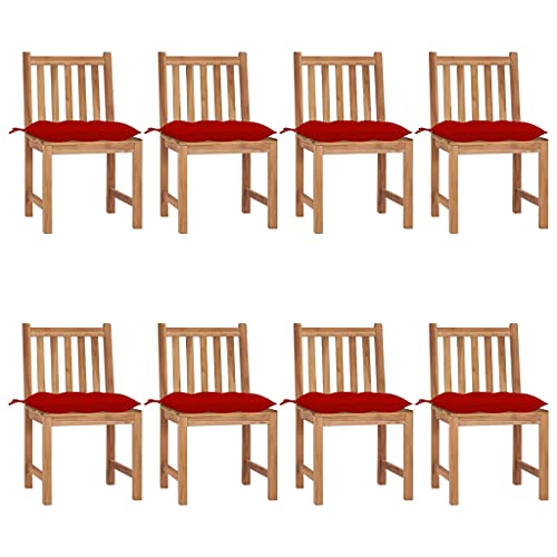 QZZCED Gartenstühle 8 STK. mit Kissen Massivholz Teak Freizeitstühle Sitzmöbel für Draußen für Terrassen von QZZCED
