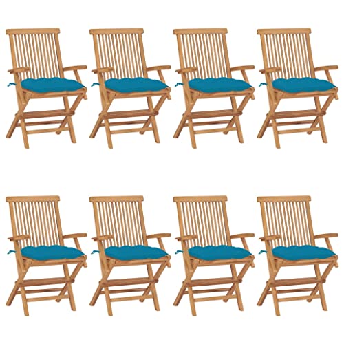 QZZCED Gartenstühle mit Hellblauen Kissen 8 STK. Massivholz Teak Gartenmöbel Outdoor-Stühle für Terrassen QZZCED Gartenstühle mit Hellblauen Kissen 8 STK. Massivholz Teak Gartenmöbel Outdoor-Stühle für Terrassen von QZZCED