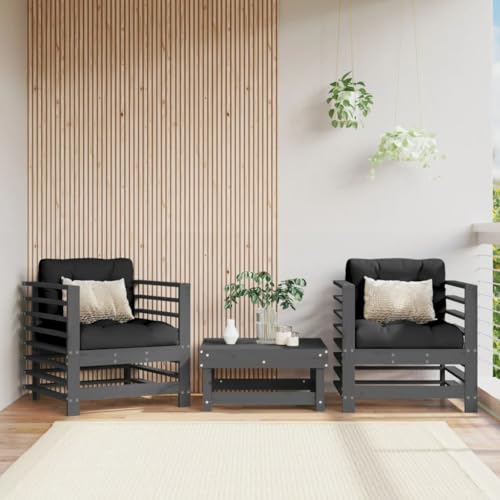 QZZCED Gartenstühle mit Kissen 2 STK. Grau Massivholz Kiefer Balkon Lounge Veranda Sofa für Gärten QZZCED Gartenstühle mit Kissen 2 STK. Grau Massivholz Kiefer Balkon Lounge Veranda Sofa für Gärten von QZZCED