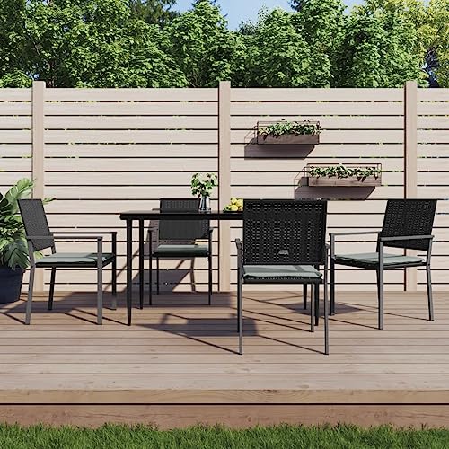 QZZCED Gartenstühle mit Kissen 4 STK. Schwarz Terrassenmöbel Outdoor-Stühle für Rasenflächen 54x62,5x89cm Poly Rattan QZZCED Gartenstühle mit Kissen 4 STK. Schwarz Terrassenmöbel Outdoor-Stühle für Rasenflächen 54x62,5x89cm Poly Rattan von QZZCED