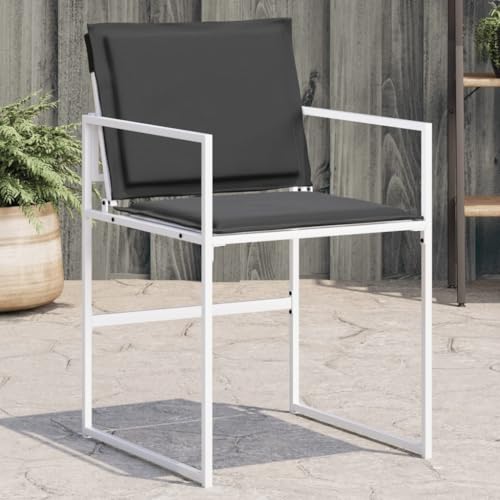 QZZCED Gartenstühle mit Kissen 4 STK. Weiß Stahl und Textilene Terrassenmöbel Sitzmöbel für Draußen für Terrassen von QZZCED