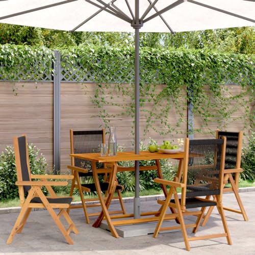 QZZCED Gartenstuhl Verstellbar 4 STK. Schwarz Massivholz Akazie Freizeitstühle Sitzmöbel für Draußen für Schwimmbäder QZZCED Gartenstuhl Verstellbar 4 STK. Schwarz Massivholz Akazie Freizeitstühle Sitzmöbel für Draußen für Schwimmbäder von QZZCED
