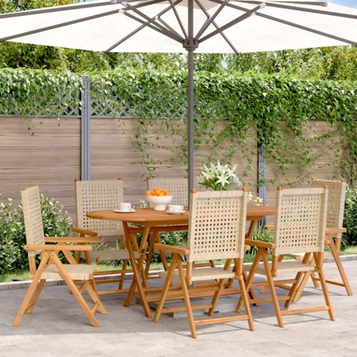 QZZCED Gartenstuhl Verstellbar 6 STK. Beige Poly Rattan Massivholz Terrassenmöbel Gartenbestuhlung für Rasenflächen QZZCED Gartenstuhl Verstellbar 6 STK. Beige Poly Rattan Massivholz Terrassenmöbel Gartenbestuhlung für Rasenflächen von QZZCED