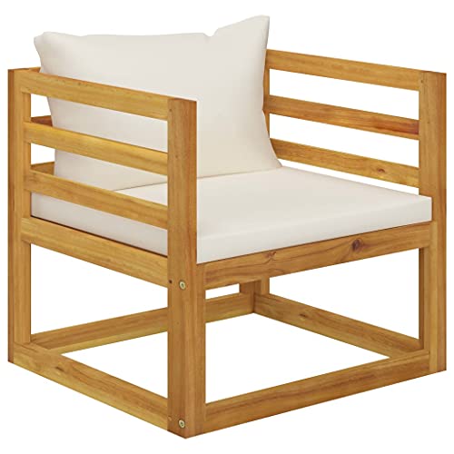 QZZCED Gartenstuhl mit Cremeweißen Auflagen Massivholz Akazie Gartenmöbel Patio Sofa für Balkone QZZCED Gartenstuhl mit Cremeweißen Auflagen Massivholz Akazie Gartenmöbel Patio Sofa für Balkone von QZZCED