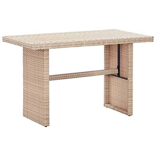 QZZCED Gartentisch Beige 110 x 60 x 67 cm Poly Rattan, Balkon Esstisch Patio Tisch Garten Lounge Tisch Outdoor Tisch für Gärten, Terrassen, Balkone von QZZCED