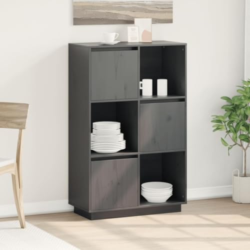 QZZCED Highboard Grau Schrank für Büro 74x35x117 cm Massivholz Kiefer QZZCED Highboard Grau Schrank für Büro 74x35x117 cm Massivholz Kiefer von QZZCED