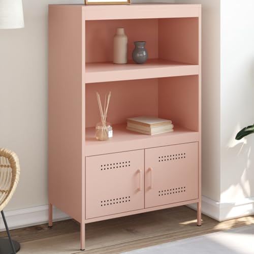 QZZCED Highboard Rosa Wohnzimmermöbel für Diele Schlafzimmer 68x39x113 cm Stahl von QZZCED