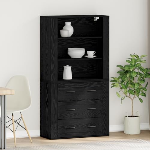 QZZCED Highboard Schwarz Eiche Ingenieurholz Wohnzimmerschrank für Küche QZZCED Highboard Schwarz Eiche Ingenieurholz Wohnzimmerschrank für Küche von QZZCED