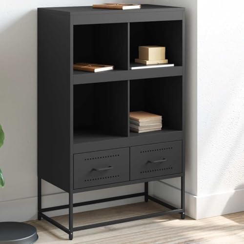 QZZCED Highboard Schwarz Wohnzimmermöbel für Schlafzimmer Diele 68x39x111,5 cm Stahl von QZZCED