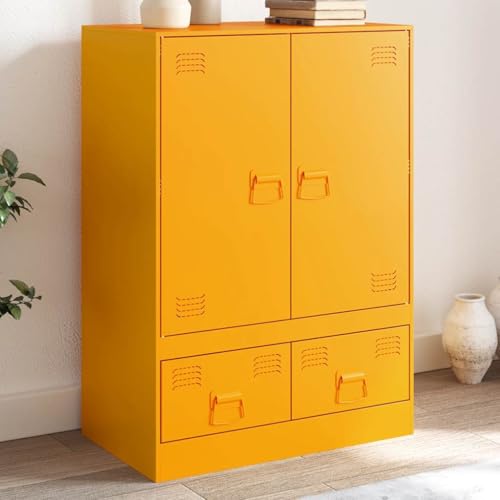 QZZCED Highboard Senfgelb flurschrank für Wohnzimmer Schlafzimmer 67x39x95 cm Stahl von QZZCED