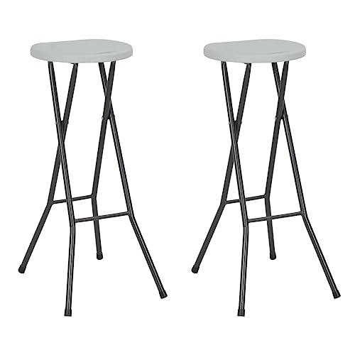 QZZCED Klappbare Barhocker 2 STK. HDPE und Stahl Weiß Sitzmöbel für Draußen Terrassenmöbel für Terrassen von QZZCED