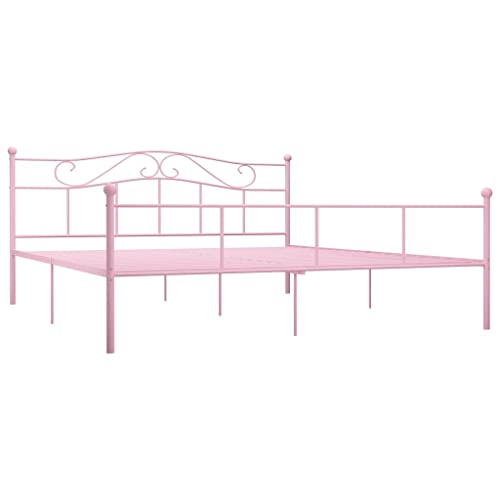 QZZCED Luxus-Betten Schlafzimmer-Betten Tagesbett Hotelbetten Bettgestell Rosa Metall 180x200 cm für Schlafzimmer, Hotels, Wohnungen von QZZCED